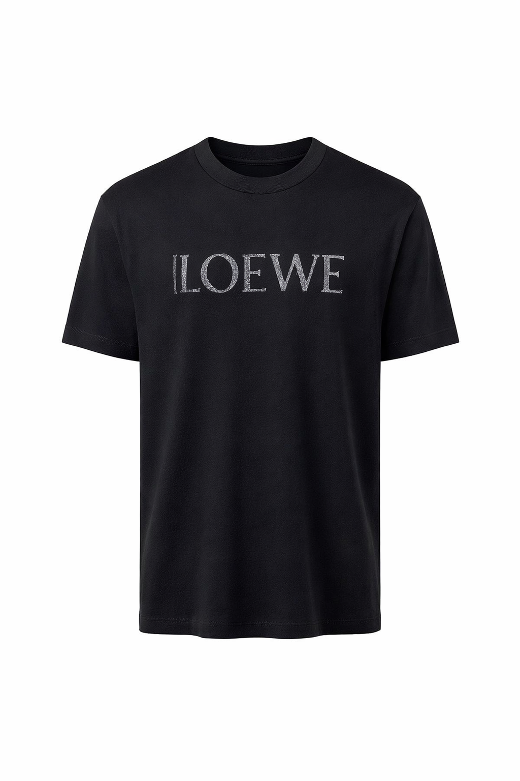 LOEWE Rubber Logo Black Tshirt For Men