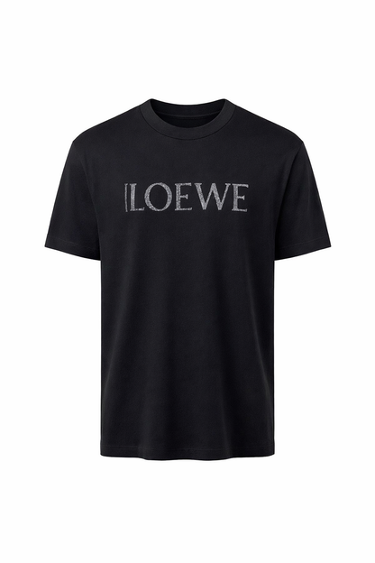 LOEWE Rubber Logo Black Tshirt For Men
