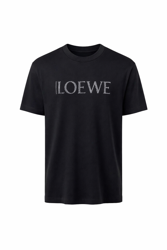 LOEWE Rubber Logo Black Tshirt For Men