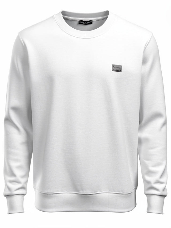Dolce&gabbana Metal Logo White Sweatshirt For Men