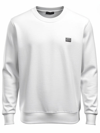 Dolce&gabbana Metal Logo White Sweatshirt For Men