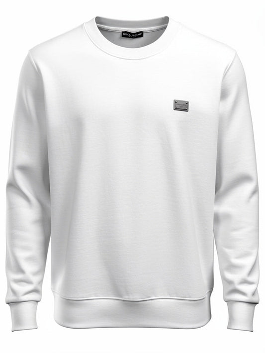 Dolce&gabbana Metal Logo White Sweatshirt For Men