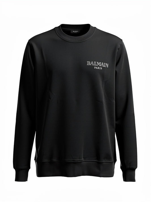 Balmain Vintage Gel Logo Black Sweatshirt For Men