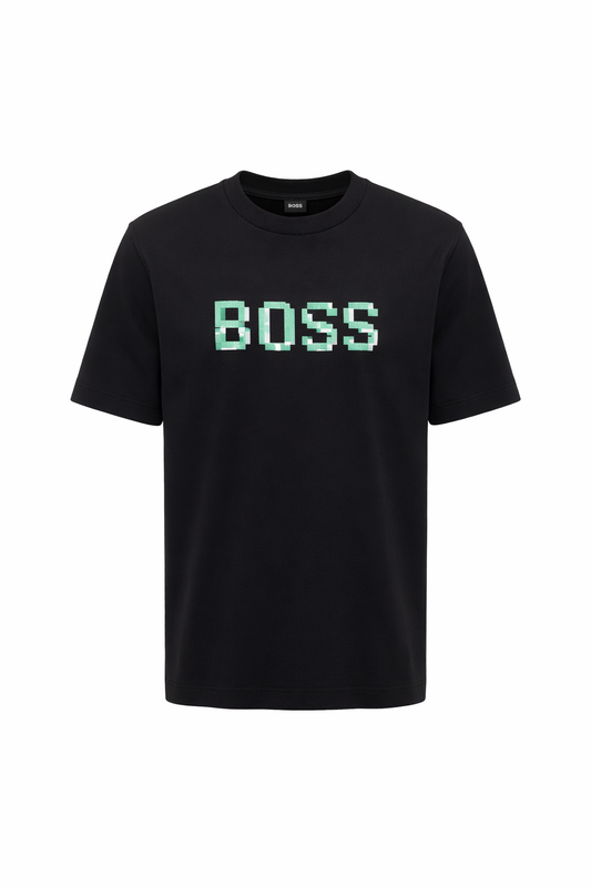 BOSS Embroidered Logo Black Slimfit Tshirt For Men