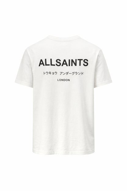 Allsaints Underground White Relaxed-fit Tshirt For Men