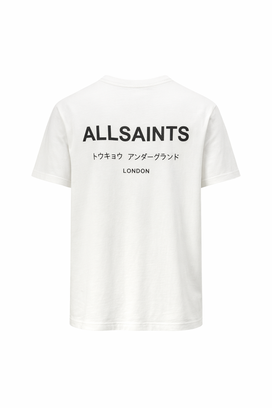 Allsaints Underground White Relaxed-fit Tshirt For Men