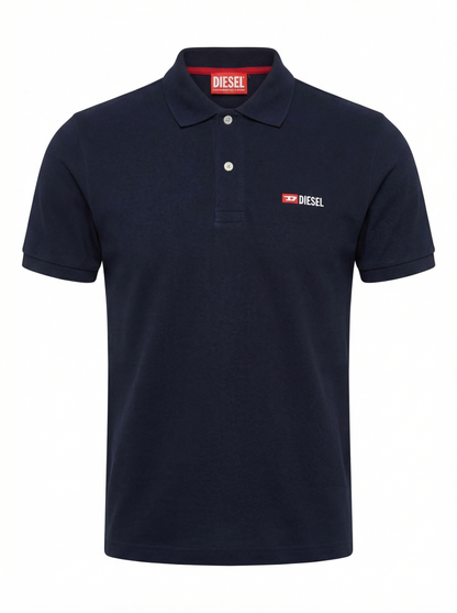 Diesel Embroidered Logo Black Polo Tshirt For Men