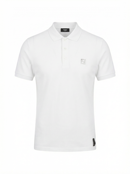 FF Metal Logo White Polo Tshirt For Men
