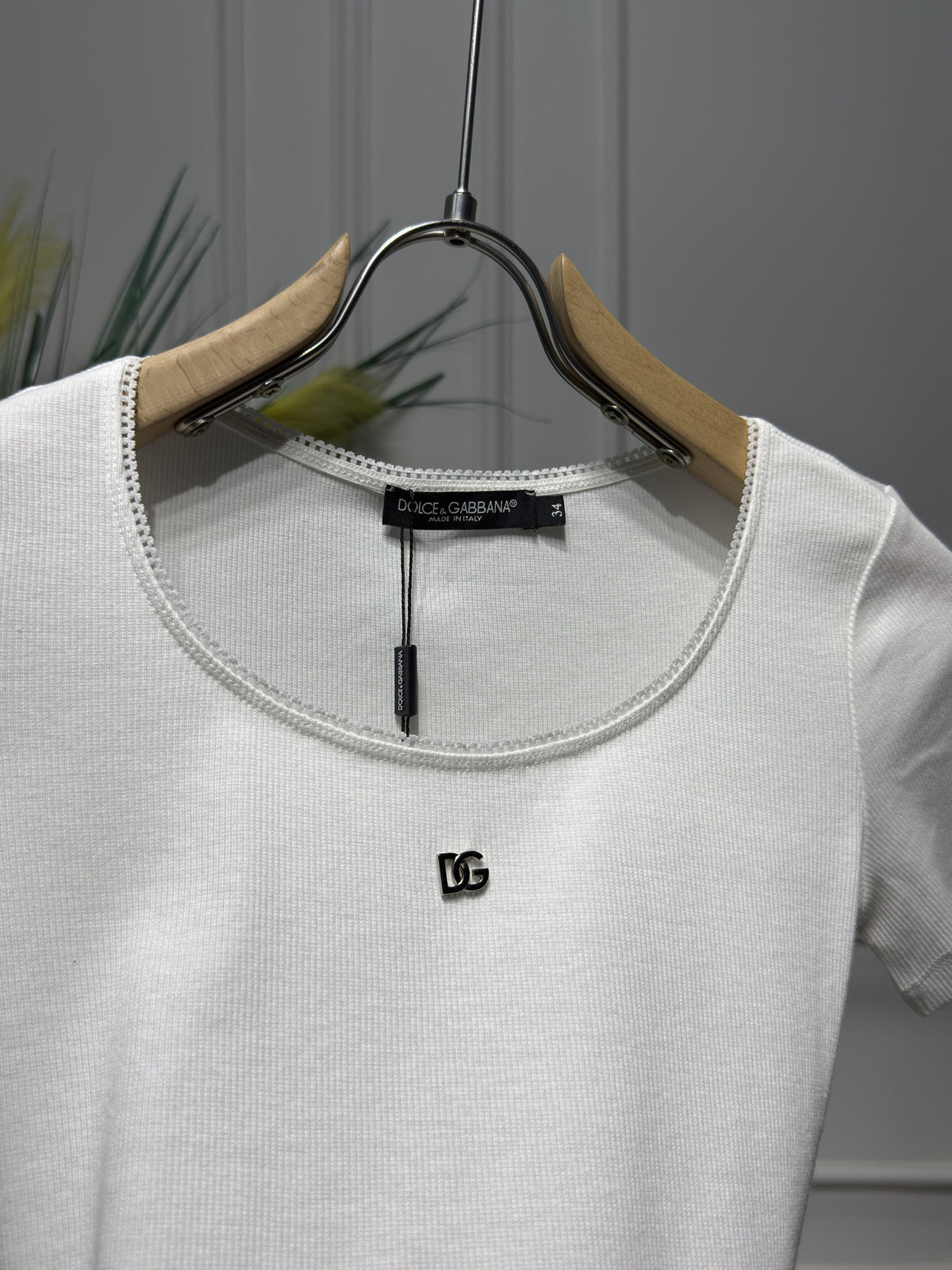 DG Metal Logo White Tshirt For Women