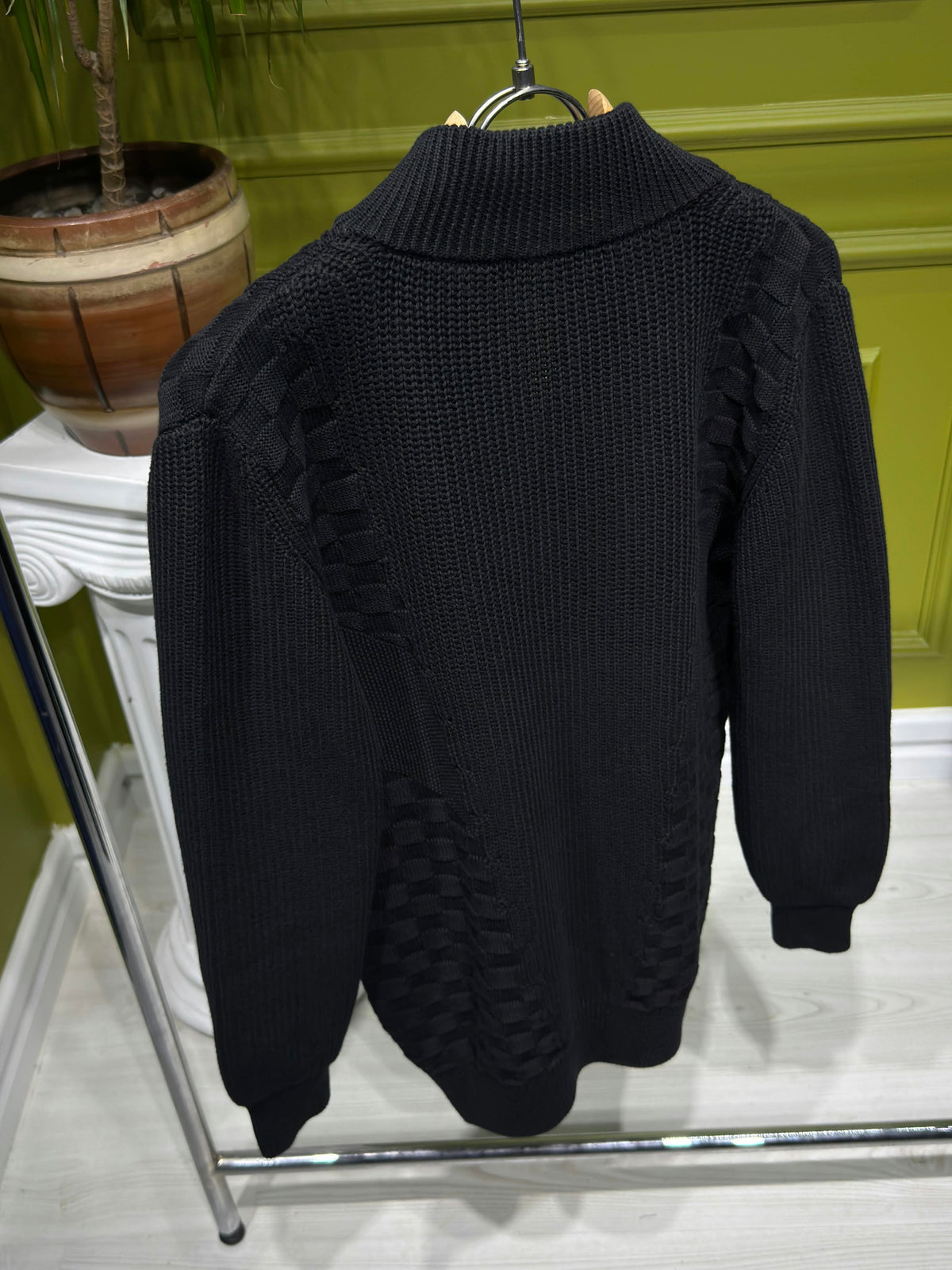 LV Half-Zip Knitted Signature Pullover in black For Men