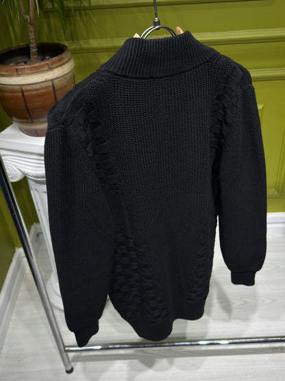 LV Half-Zip Knitted Signature Pullover in black For Men