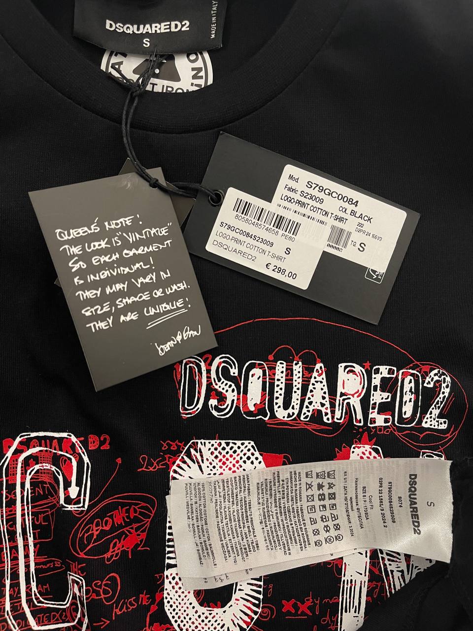 DSQUARED2 Icon Print black Slimfit Tshirt For Men