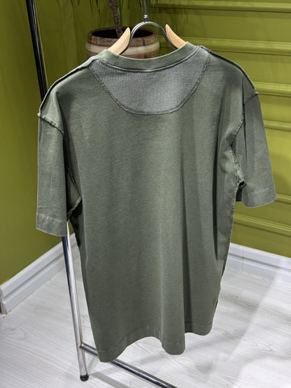 Diesel Embroidered Logo Dark Green Tshirt For Men