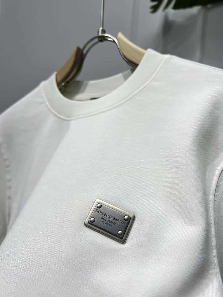 Dolce&gabbana Metal Logo White Sweatshirt For Men