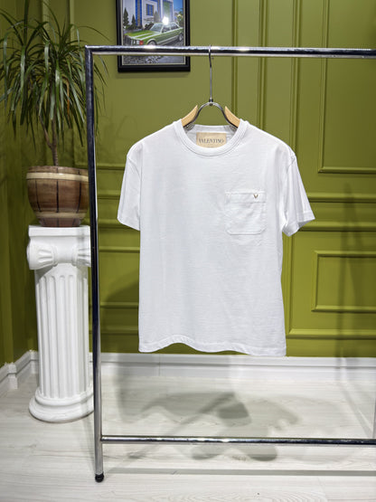 Valentino White Tshirt With Vgold For Men