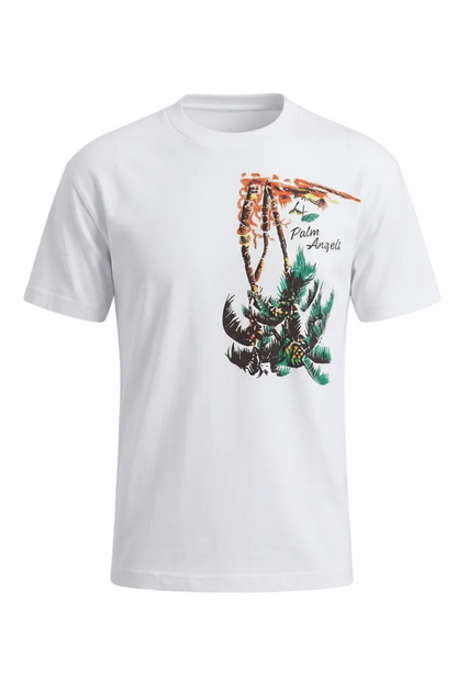 Upside Down Palm Print White Tshirt For Men