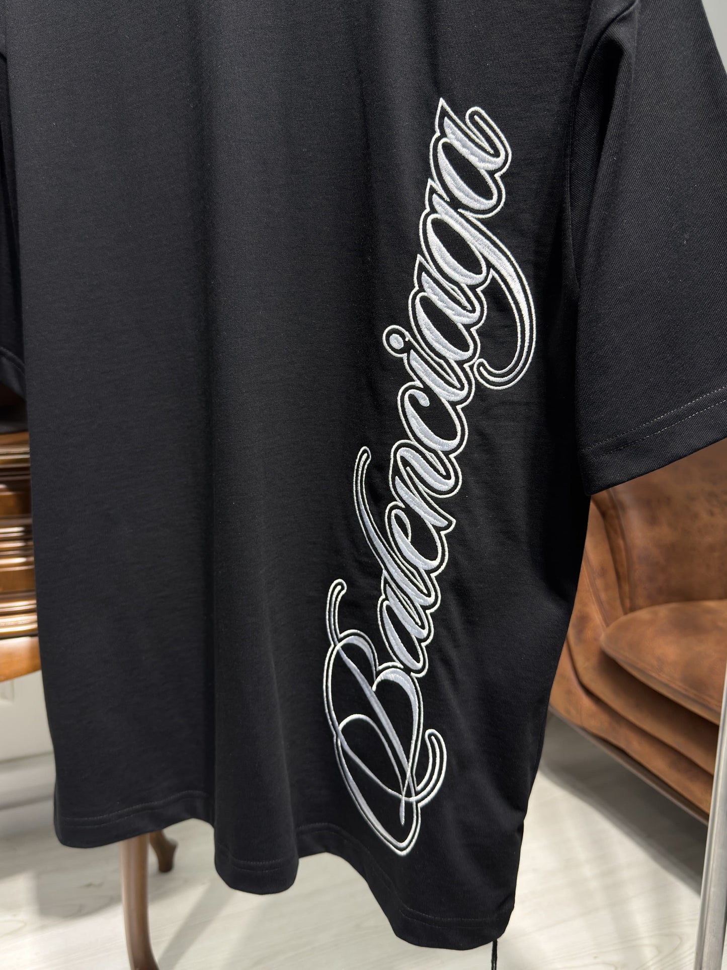 Embroidered Logo Black Relaxed fit Tshirt For Men