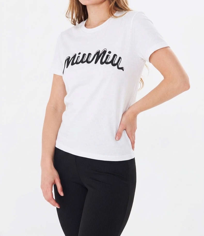 MIUMIU Logo Printed Tshirt For Women