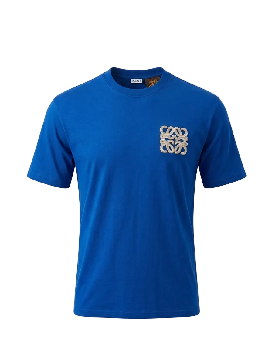 LOEWE x Paula's Ibiza Anagram Embroidered Blue T-Shirt For Men