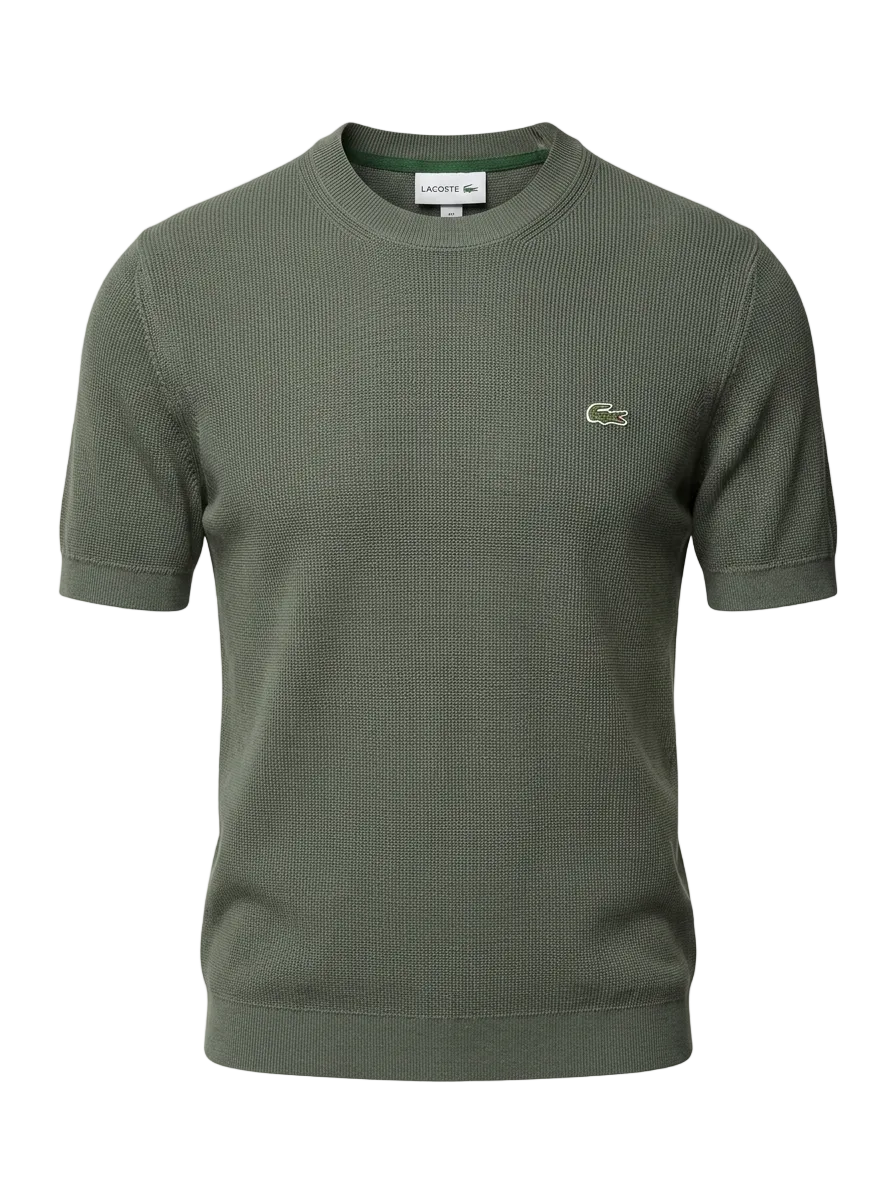 Lacoste Olive Green Knitted Tshirt For Men