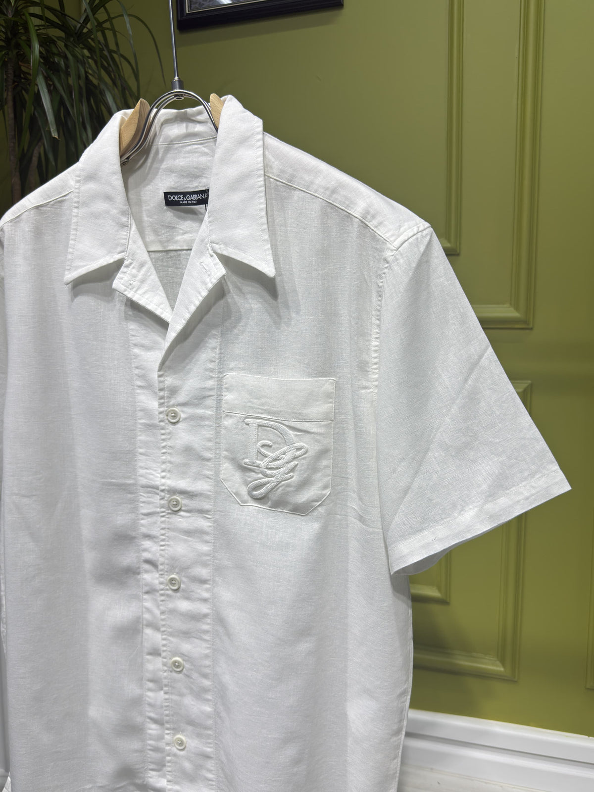 Dolce & Gabbana Logo-Tag Linen Shirt For Men