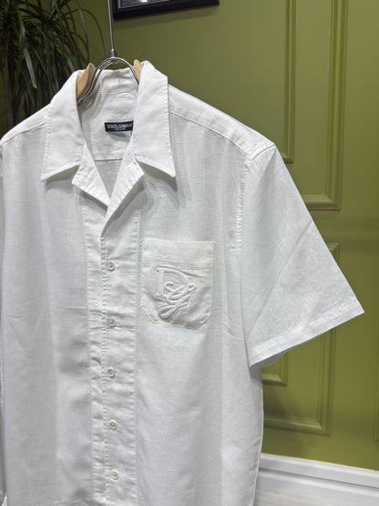 Dolce & Gabbana Logo-Tag Linen Shirt For Men