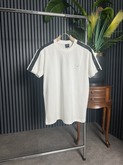 AX White Tshirt With Shoulder Logo For Men