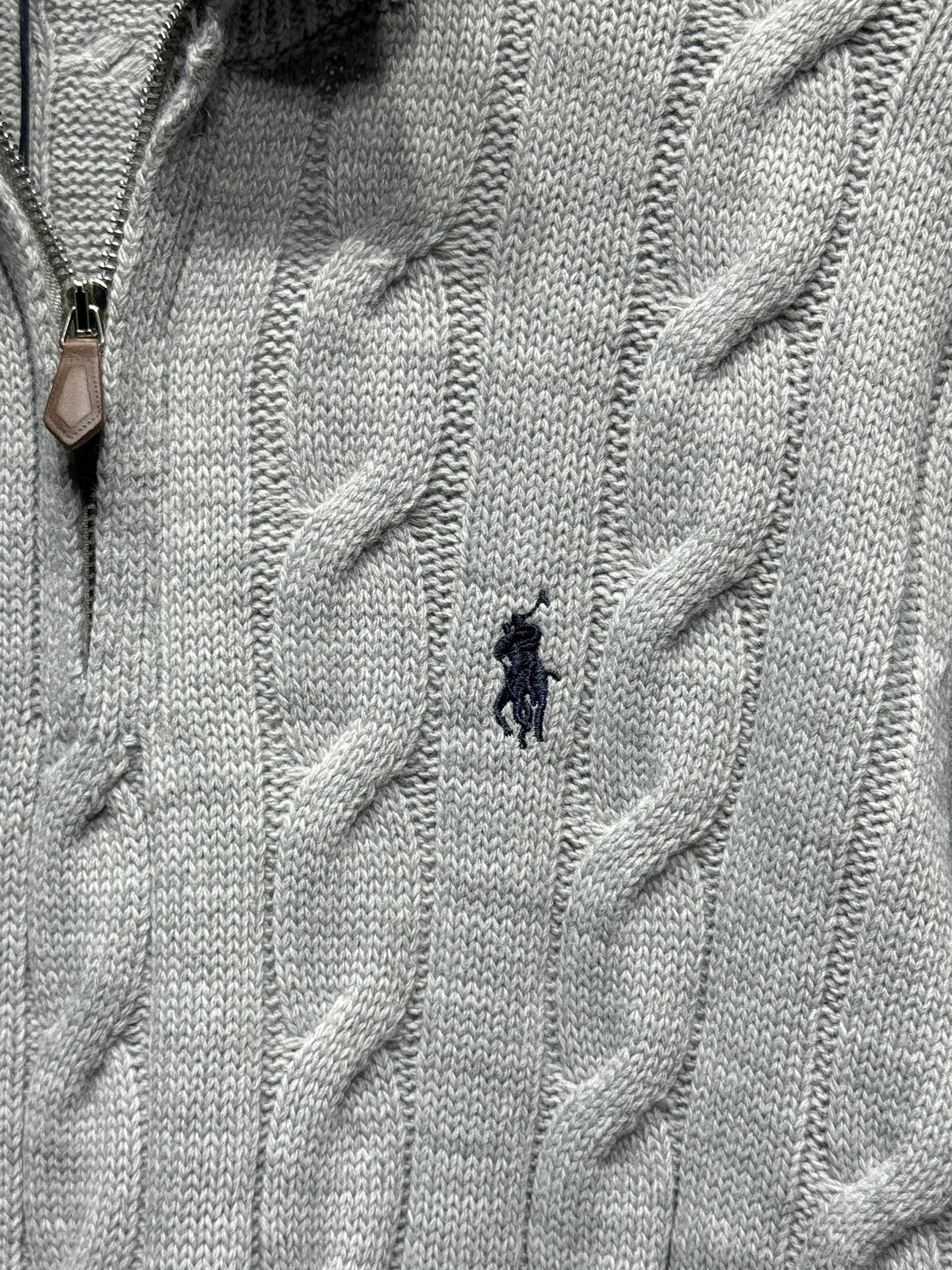 Polo Ralph Lauren Grey Cable-Knit Quarter-Zip For Men