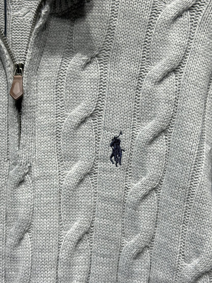 Polo Ralph Lauren Grey Cable-Knit Quarter-Zip For Men