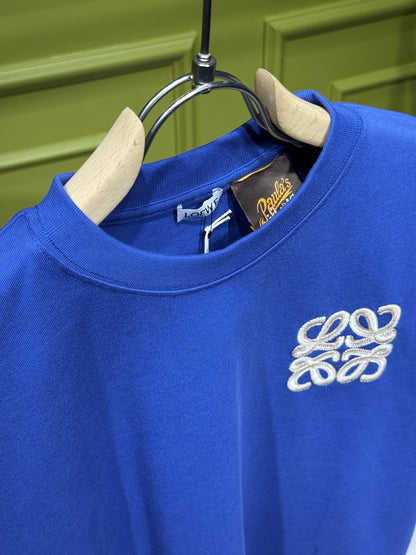 LOEWE x Paula's Ibiza Anagram Embroidered Blue T-Shirt For Men