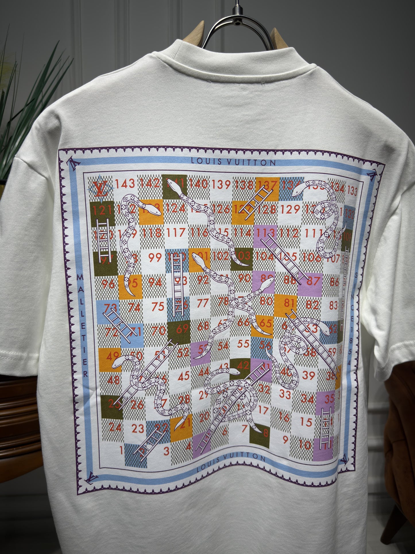 LV Logo Printed White Tshirt For Men