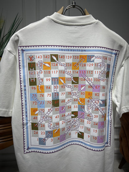LV Logo Printed White Tshirt For Men
