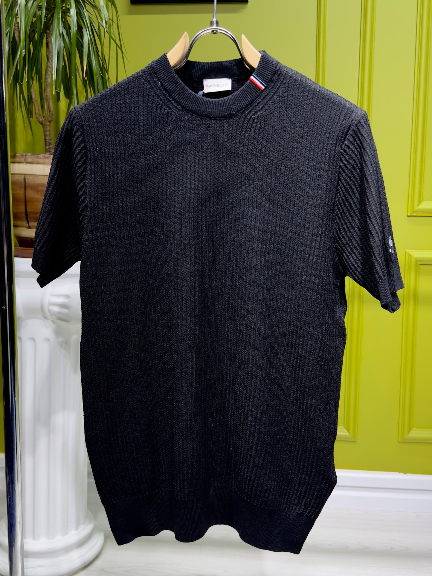 Moncler Black Knitted Tshirt For Men