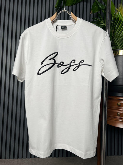 BOSS Embroidered Logo White Tshirt For Men