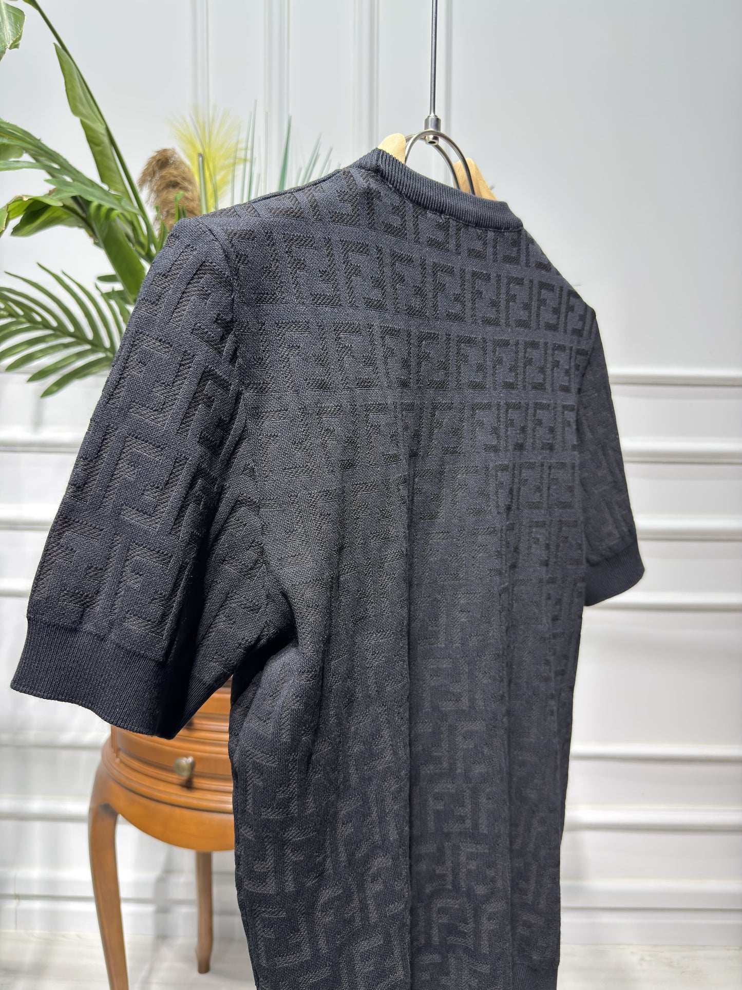 FF Black Knitted Tshirt For Men