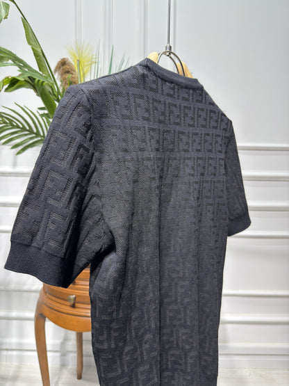 FF Black Knitted Tshirt For Men