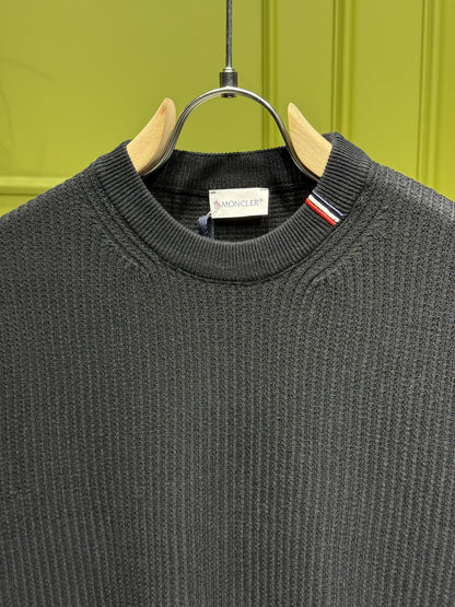 Moncler Black Knitted Tshirt For Men