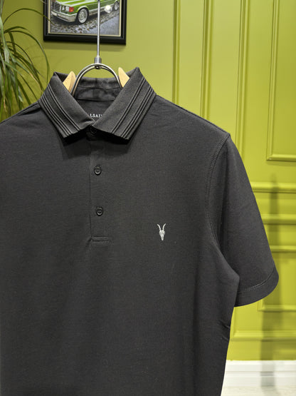 Allsaints Black Polo Tshirt For Men