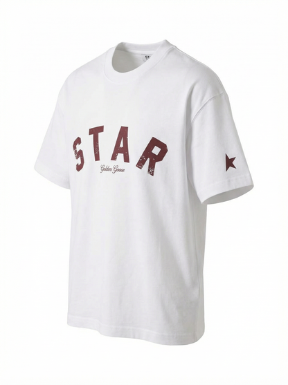 STAR Red Logo Printed White Tshirt For Men