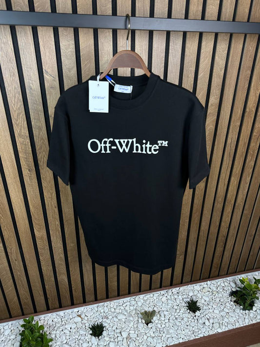 OFF-WHITE Logo Printed Black Tshirt For Men