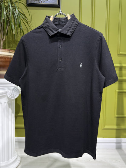 Allsaints Black Polo Tshirt For Men