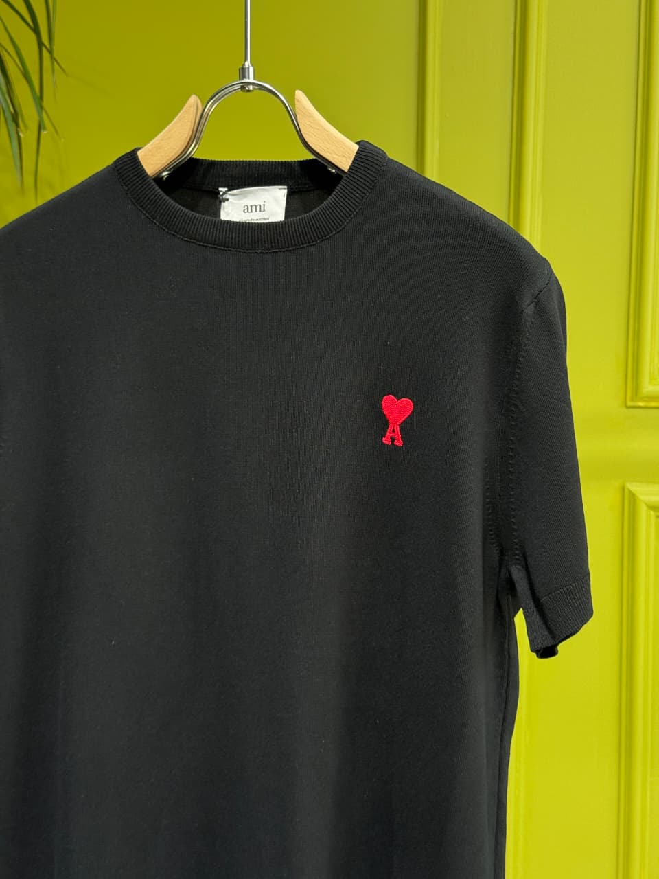 Ami Paris Black Knitted Tshirt For Men