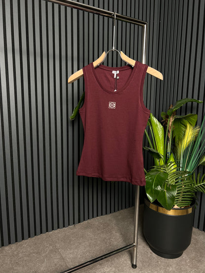 Anagram Ribbed Burgundy Tank Top For Women