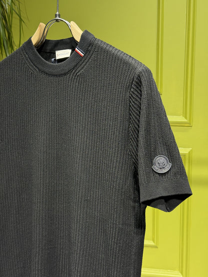 Moncler Black Knitted Tshirt For Men