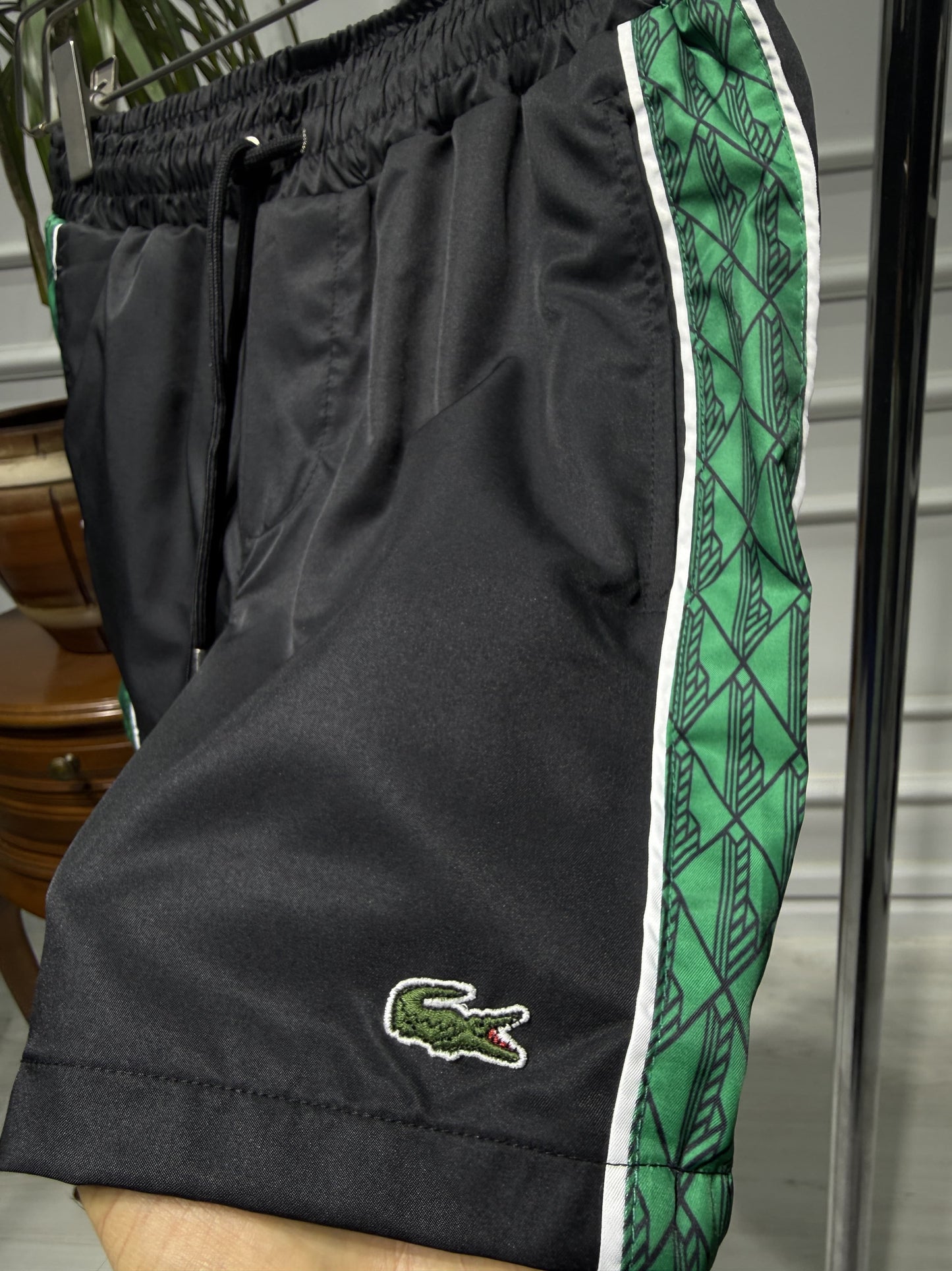 Lacoste Embroidered Logo Black Swim Short For Men