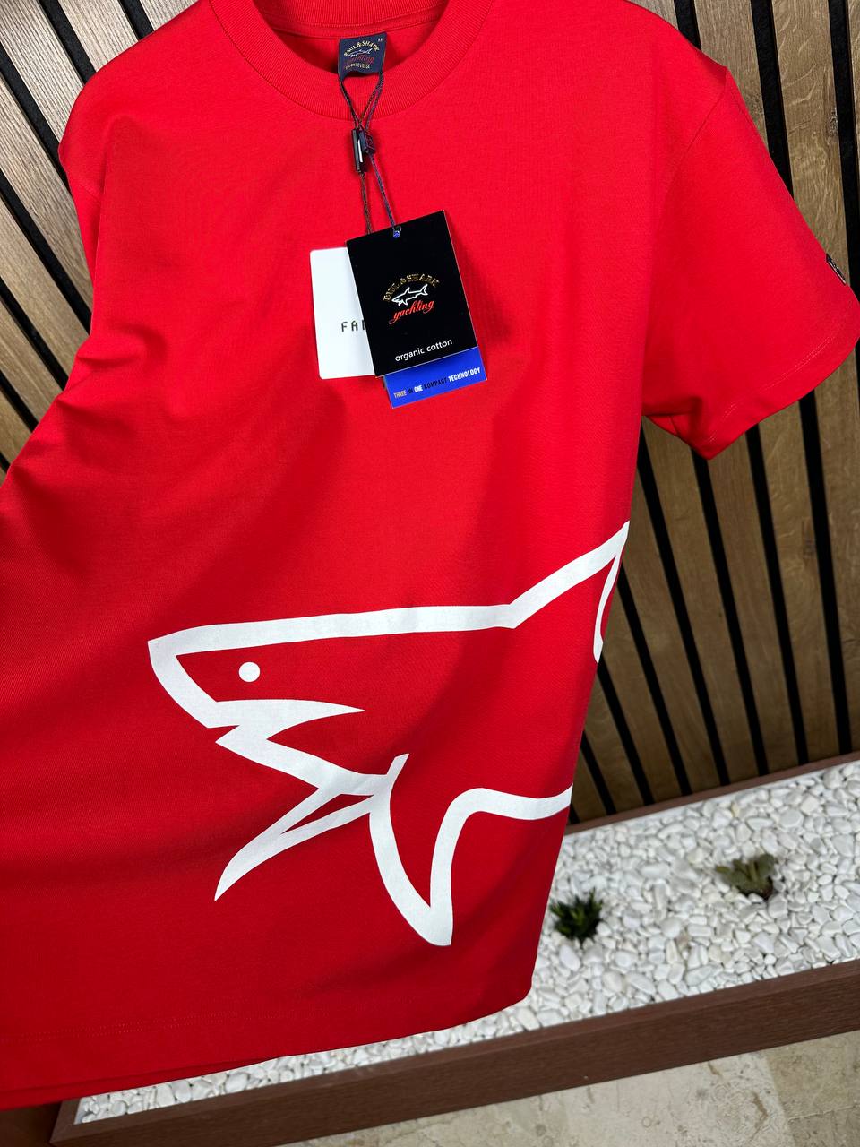 Paul&Shark Logo Printed Red Tshirt For Men