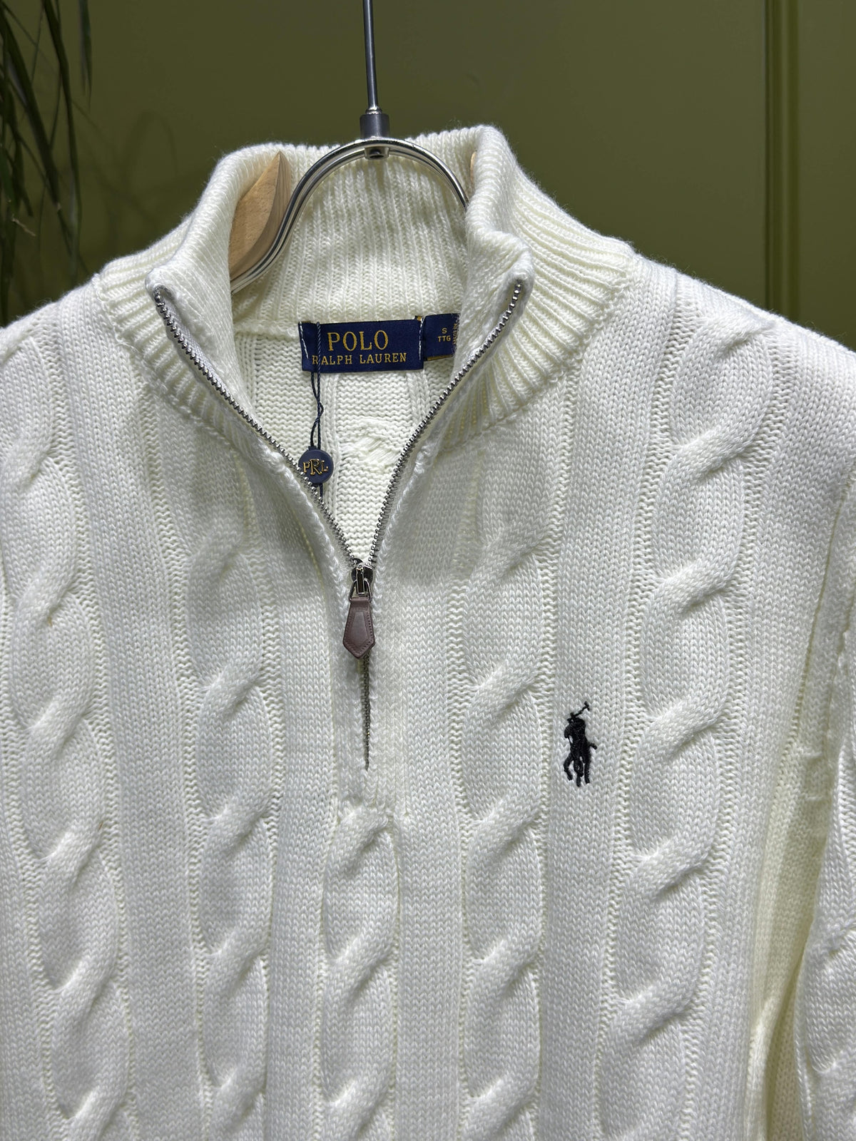 Polo Ralph Lauren Cream Cable-Knit Quarter-Zip For Men