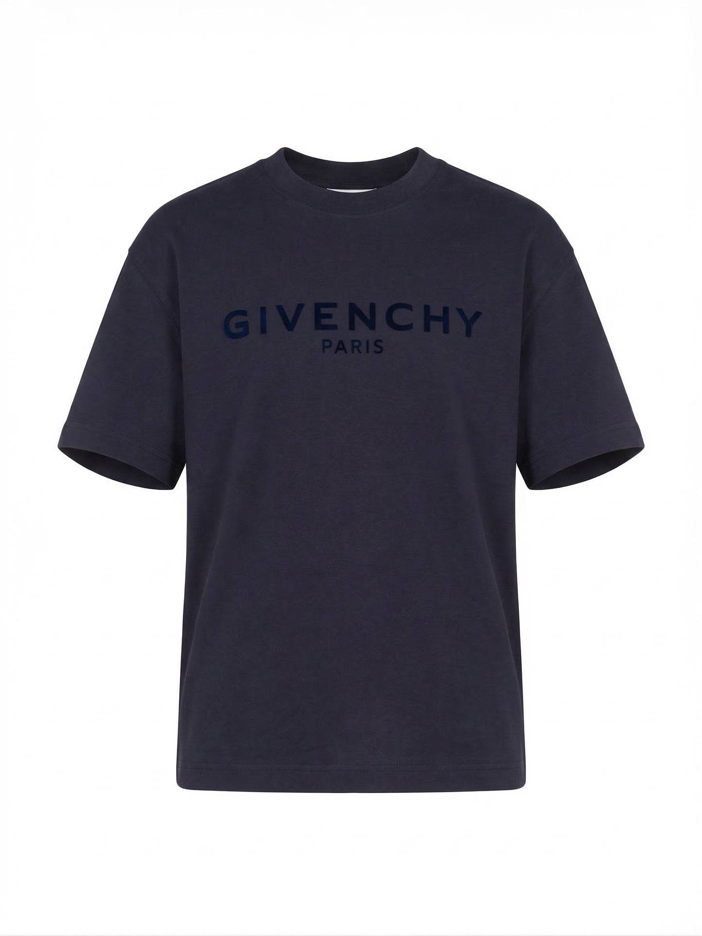 Givenchy Flocked Logo Navy Blue Tshirt for Men