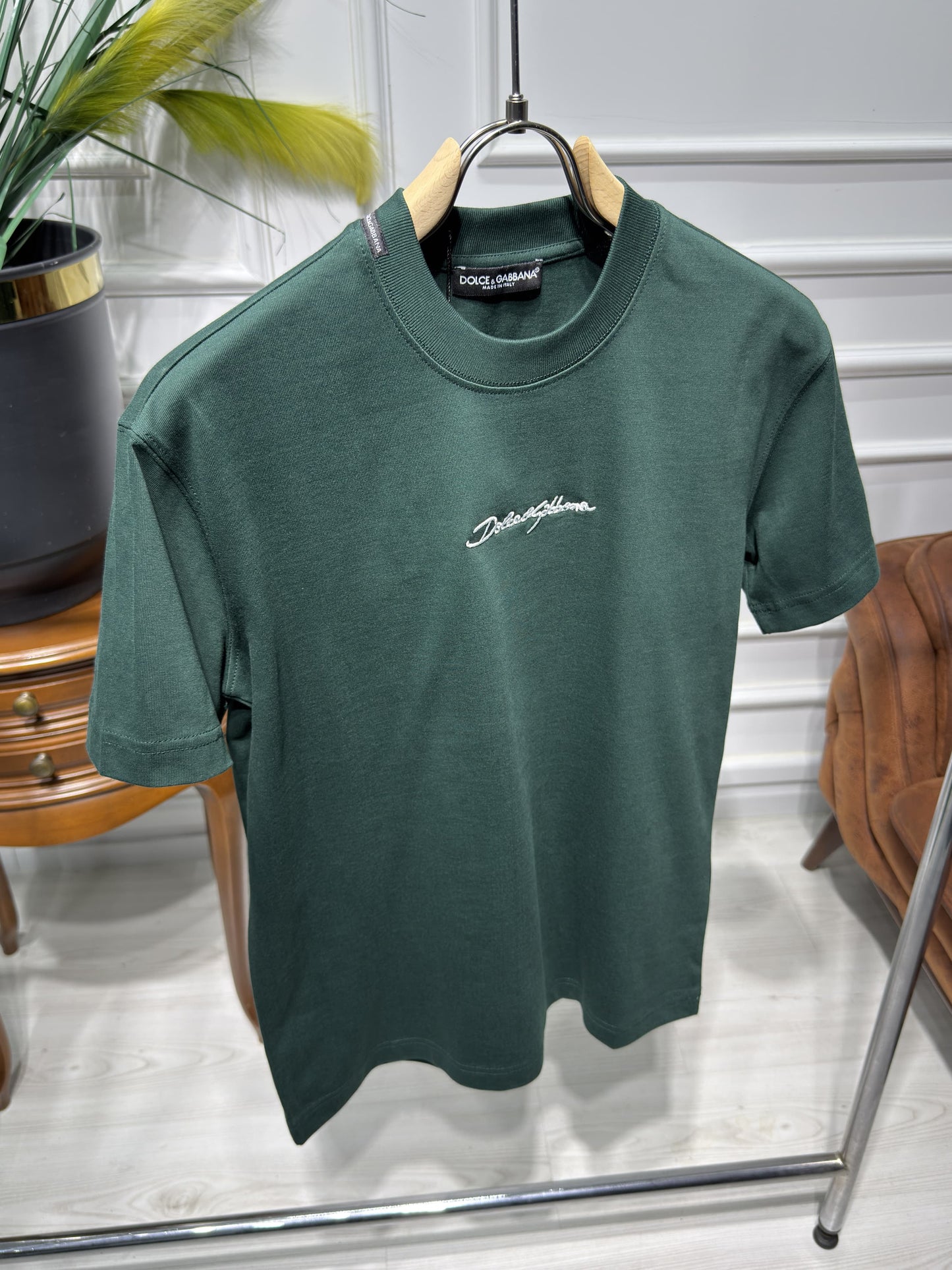 DG Embroidered Logo Dark Green Tshirt For Men