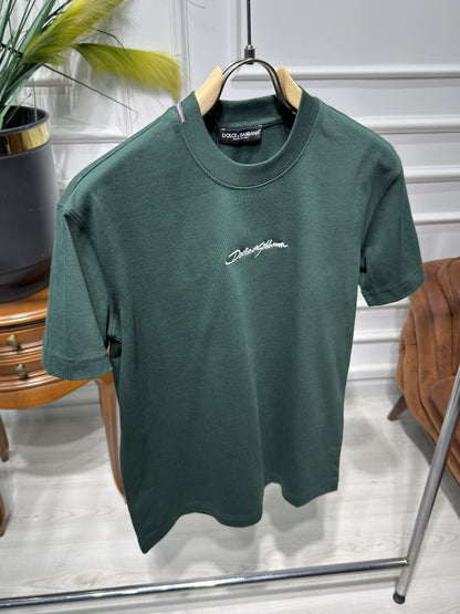 DG Embroidered Logo Dark Green Tshirt For Men